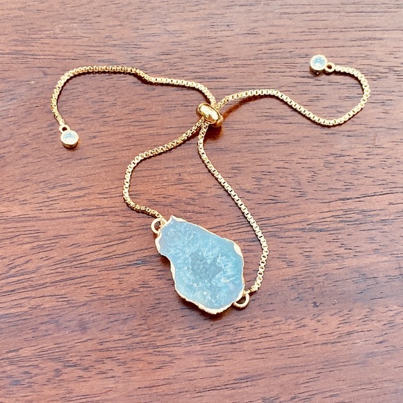 18K Milky White Agate Geode Bracelet - Picture 8 of 8